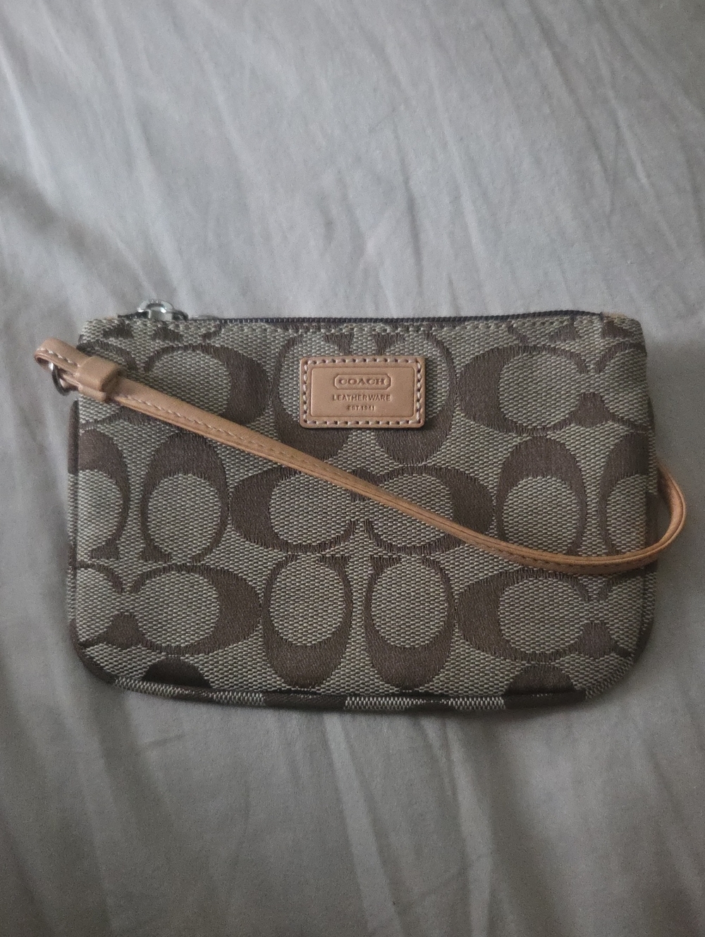 Coach Signature Canvas Brown Wristlet